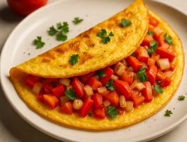 Ātra omlete ar dārzeņiem