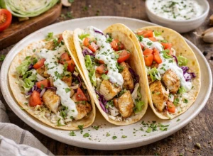 Zivju tacos ar jogurta mērci