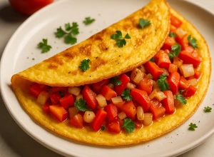 Ātra omlete ar dārzeņiem