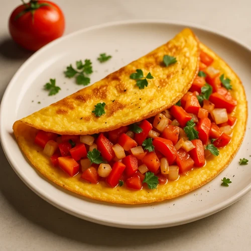 Ātra omlete ar dārzeņiem