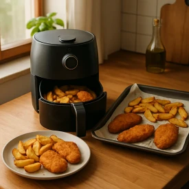 Gaisa fritieris un cepeškrāsns: salīdzinājums pēc galvenajiem kritērijiem